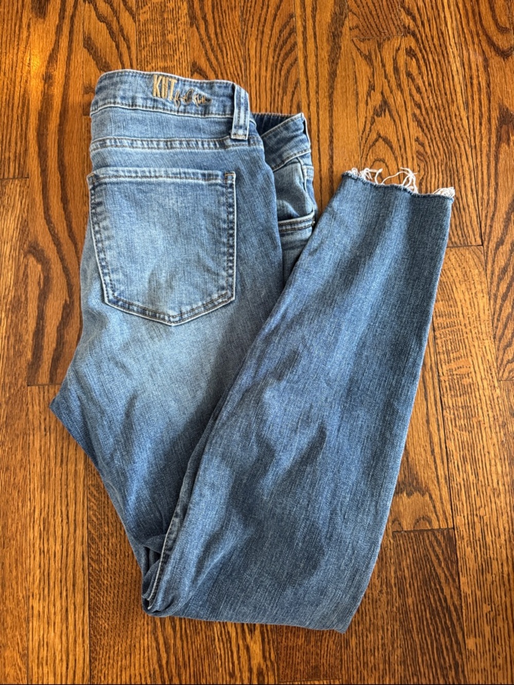 Kut from the Kloth Light Blue Skinny Jeans with Raw Hem